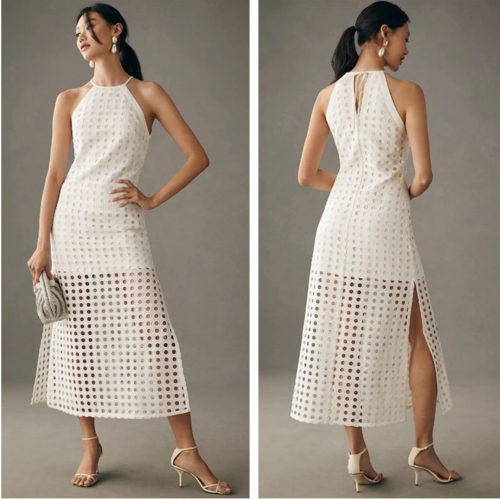 Anthropologie Vineet Bahl White Eyelet Halter Dress NWOT